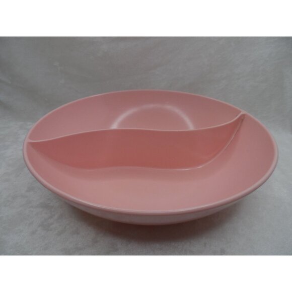 Mar-Crest Melmac Divided Serving Bowl Pink 9 1/2" Vintage Mid-Century Modern - Picture 2 of 9